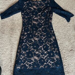 Elegant Navy Lace Dress